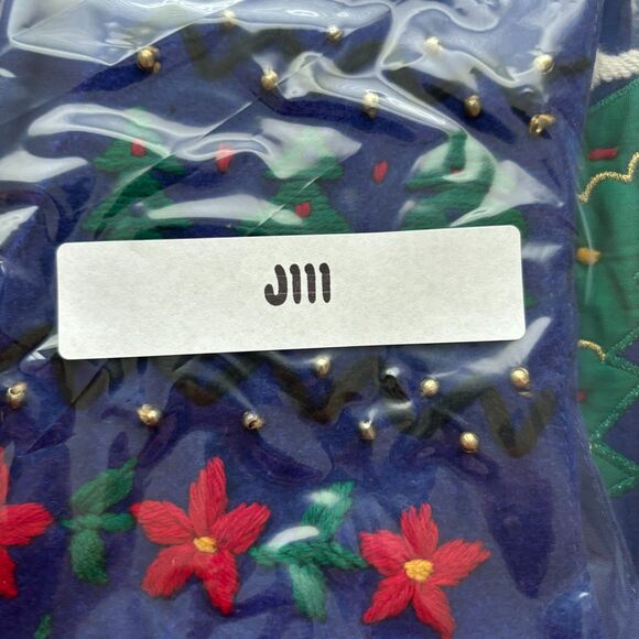 Vintage Women Christmas Vest Wool Embroidered Snowman Tree Y2K 90s Blue Med J111 - Picture 8 of 8